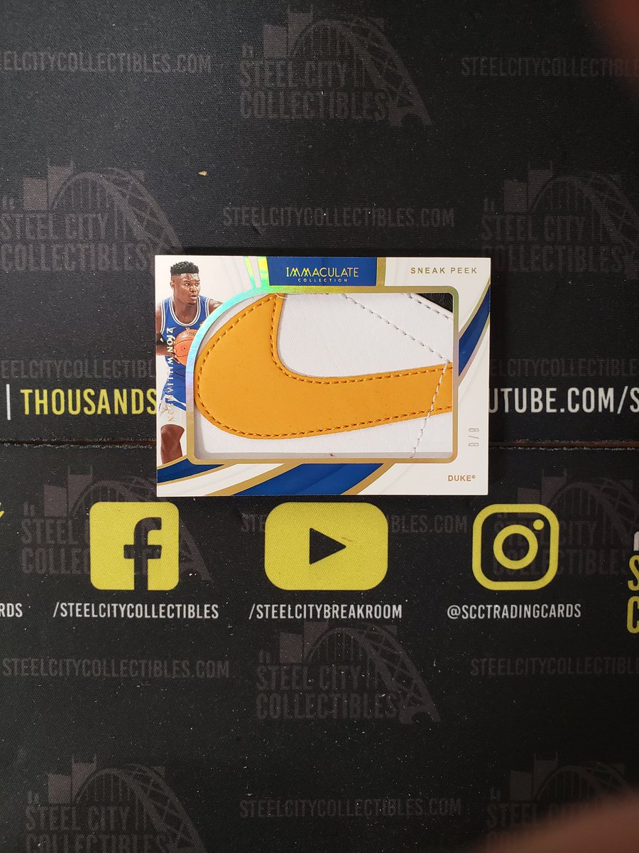 SCCTradingCards's tweet image. Huge hit in the #SteelCityBreakRoom from @PaniniAmerica #ImmaculateCollegiate of @Zionwilliamson @Nike #ShowMeYourHits #TylerPullsFire