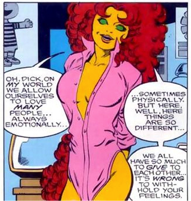 agreeablepossum's tweet photo. #Starfire in her pink shirt (or Dick's? I don't remember), also referenced from one of @TheAnnaDiop 's beautiful editorials 💜 https://t.co/tUaEbgbpuX