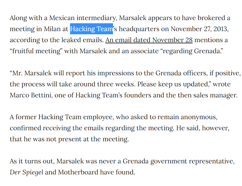 Supposedly a Mexican intermediary arranged the meetings!