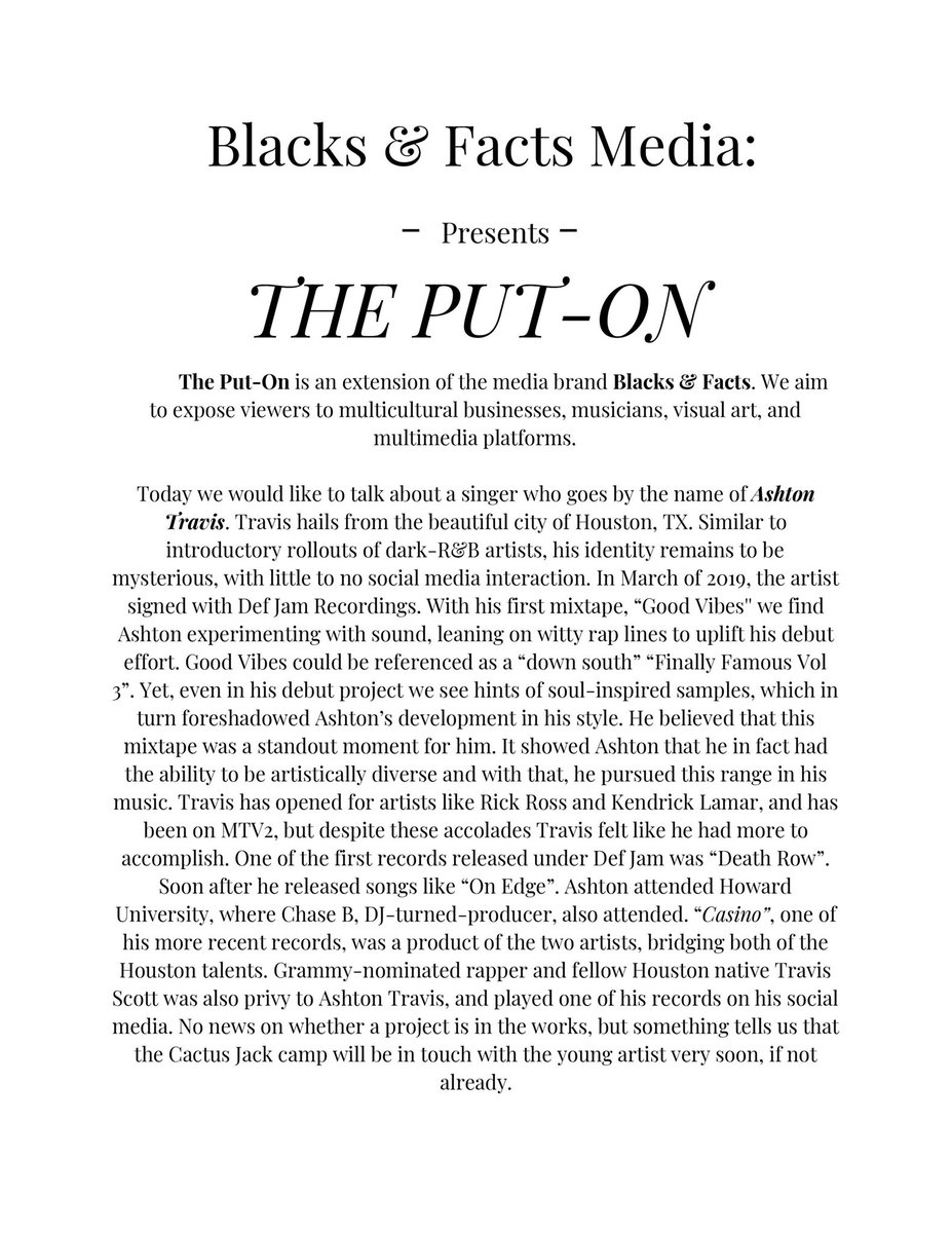 Blacks_Facts's tweet photo. #ThePutOn

Written by: Ken [ @_NextOfKen ]

The Put-On 115 ft @AshtonTravis https://t.co/flT3C05ufN