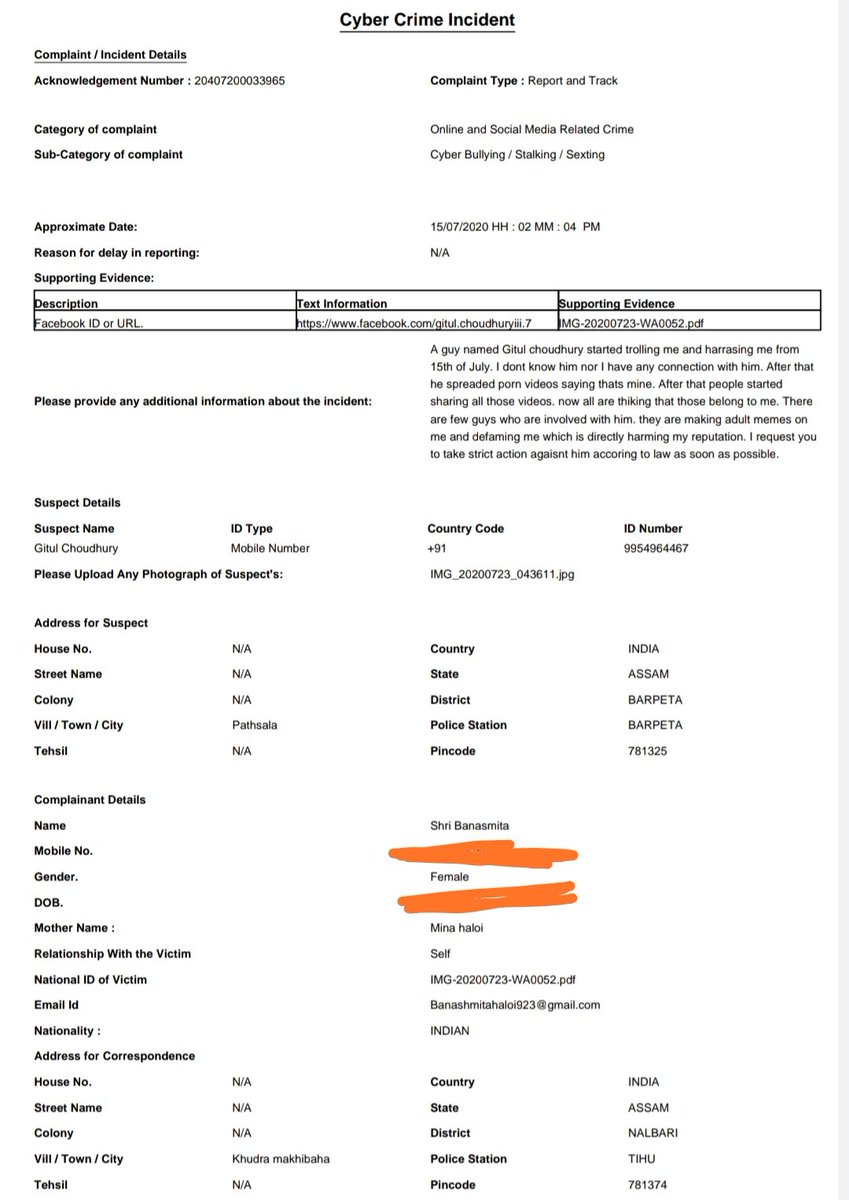 BanashmitaH's tweet photo. Few guys are harrassing and trolling me in Facebook since last few days. They are spreading fake porn videos saying that all those are mine. I filed against the main guy name Gitul Choudhury from Pathsala. He and his friends crossed all limits and it's intolerantable now. https://t.co/XUT1HCq9Ss