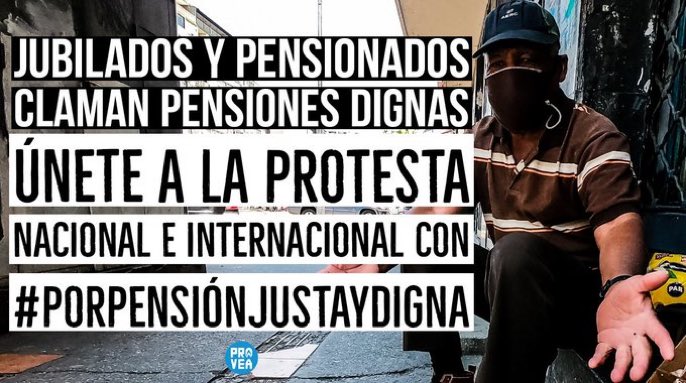 _Provea's tweet photo. Ellos tienen derecho a una pensión digna. Jubilados y pensionados de #Venezuela convocan para este jueves a una protesta virtual nacional e internacional, para denunciar las graves violaciones a sus derechos y vidas. Apóyalos con imágenes y mensajes usando #PorPensiónJustaYDigna https://t.co/AdpOJMukzw