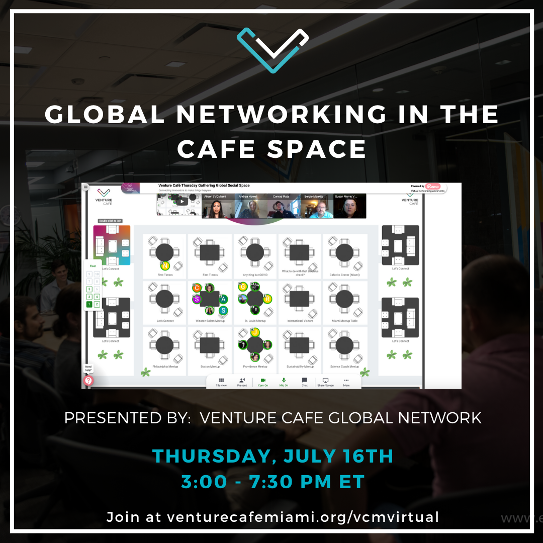 Momentum305's tweet photo. We’ve re-imagined our networking space with a #VCMVirtual Café space, where we’ll be activating the space every 30 minutes with some fun games, interactive programming, and breakout rooms to have more intimate, small-group conversations. https://t.co/00paCceF8h