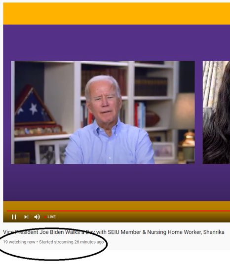 Students For Trump On Twitter Apparently Joe Biden Had 19 Viewers On His Campaign Live Stream Today Yikes