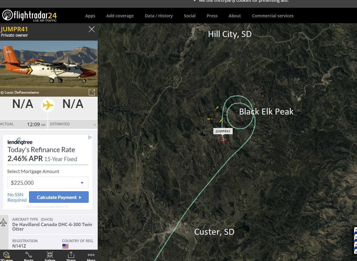 Looks like the smoke jumpers have arrived for the #BlackElkFire Fire in the Black Hills #southdakota