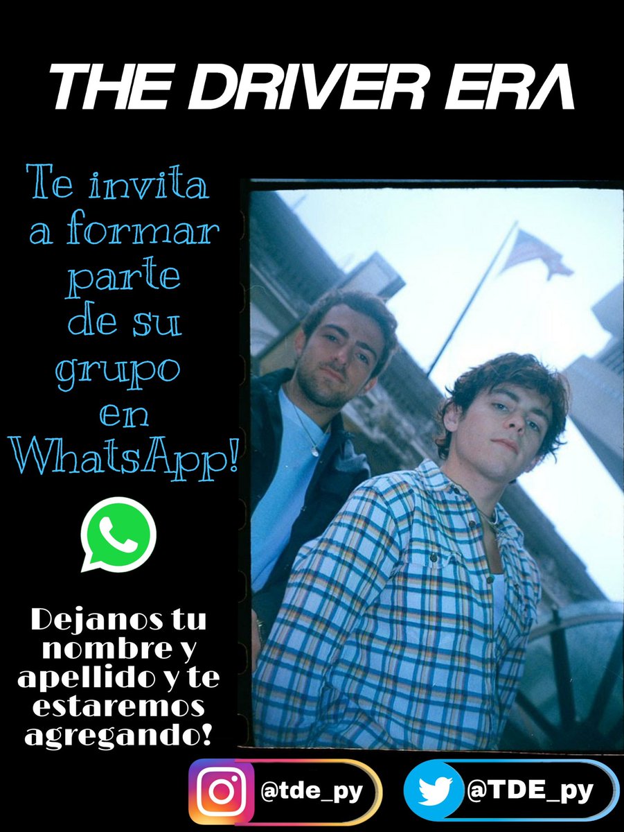 TDE_py's tweet image. El grupo de WhatsApp de The Driver Era Py está disponible. ‼️
Interesados al Dm📩
Los estaremos agregando en la brevedad posible. 💙