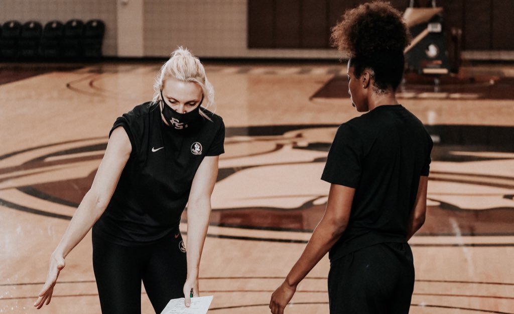 fsuwbb's tweet photo. Rollin’ with the new norms 😷 🏀 https://t.co/cF600nY4XD
