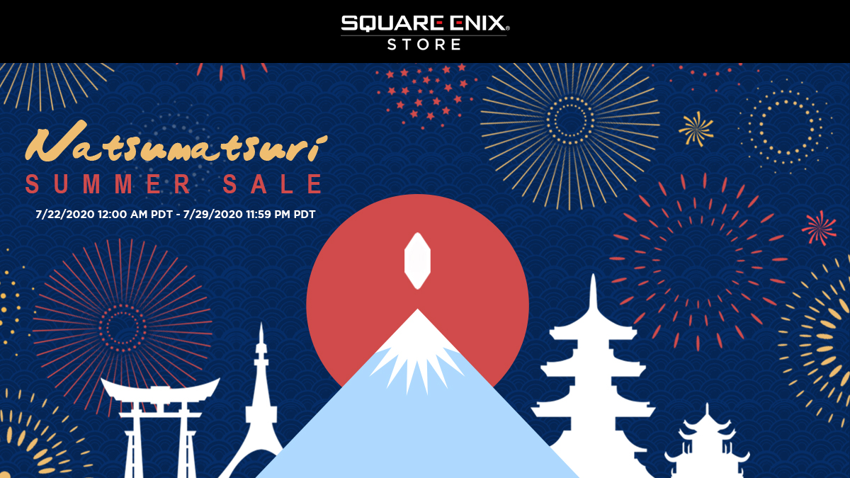 SquareEnix's tweet photo. Cool down these hot summer nights with a refreshing sale on the Square Enix Store ☀️ 

Discounts up to 90% off on select items during our Natsumatsuri Sale: https://t.co/or1fxcIldJ

Sale runs from July 22nd at 12:00am PDT until July 29th at 11:59pm PDT. https://t.co/d5M8yaKy8b