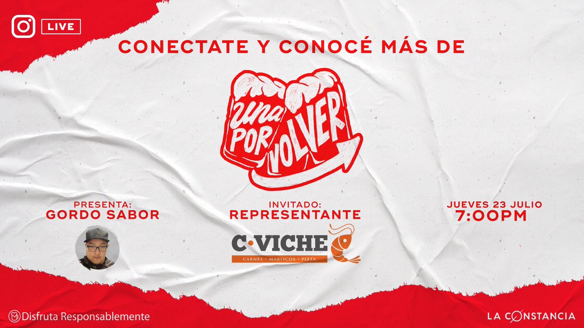 PilsenerSV's tweet photo. ¡Para este #JuevesDeAmigos 23 de julio 🍻 no podés faltar a nuestro Instagram Live a las 7:00 pm 😉!
El @GordoSaboor nos acompañará nuevamente y estará platicando con Xiomara, Gerente de Restaurante Cviche para explicarnos más de #UnaPorVolver 🍺 🙌🏻 #PilsenerSV 🍻 https://t.co/gPgJc4vyso