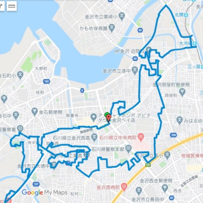 motorika1701's tweet photo. 金沢市内にいながら日本一周。4連休は雨模様だし、地元で日本一周旅行することにしよっと😁
#顔マラソン #GPSアート #お絵かきラン #gpsART #stravaArt #オンライン #KM2000 #金沢マラソン #JAPANMAP #日本地図 #日本一周 https://t.co/Qg0SZw2qBu