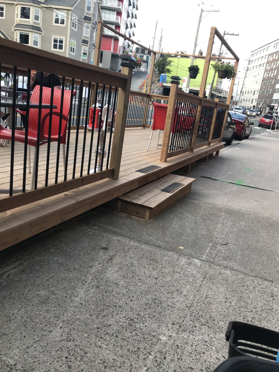 the manager of <a href="/PiattoPizzeria/">Piatto Pizzeria + Enoteca</a> Duckworth Street was being interviewed on <a href="/OnTheGoCBC/">On The Go</a> telling people to try there new deck. However, it looks like you’re not welcome if you use a wheel chair or scooter, How did this get approve <a href="/DannyBreenNL/">Mayor Danny Breen 🇨🇦</a>
 or @Sheilagholeary