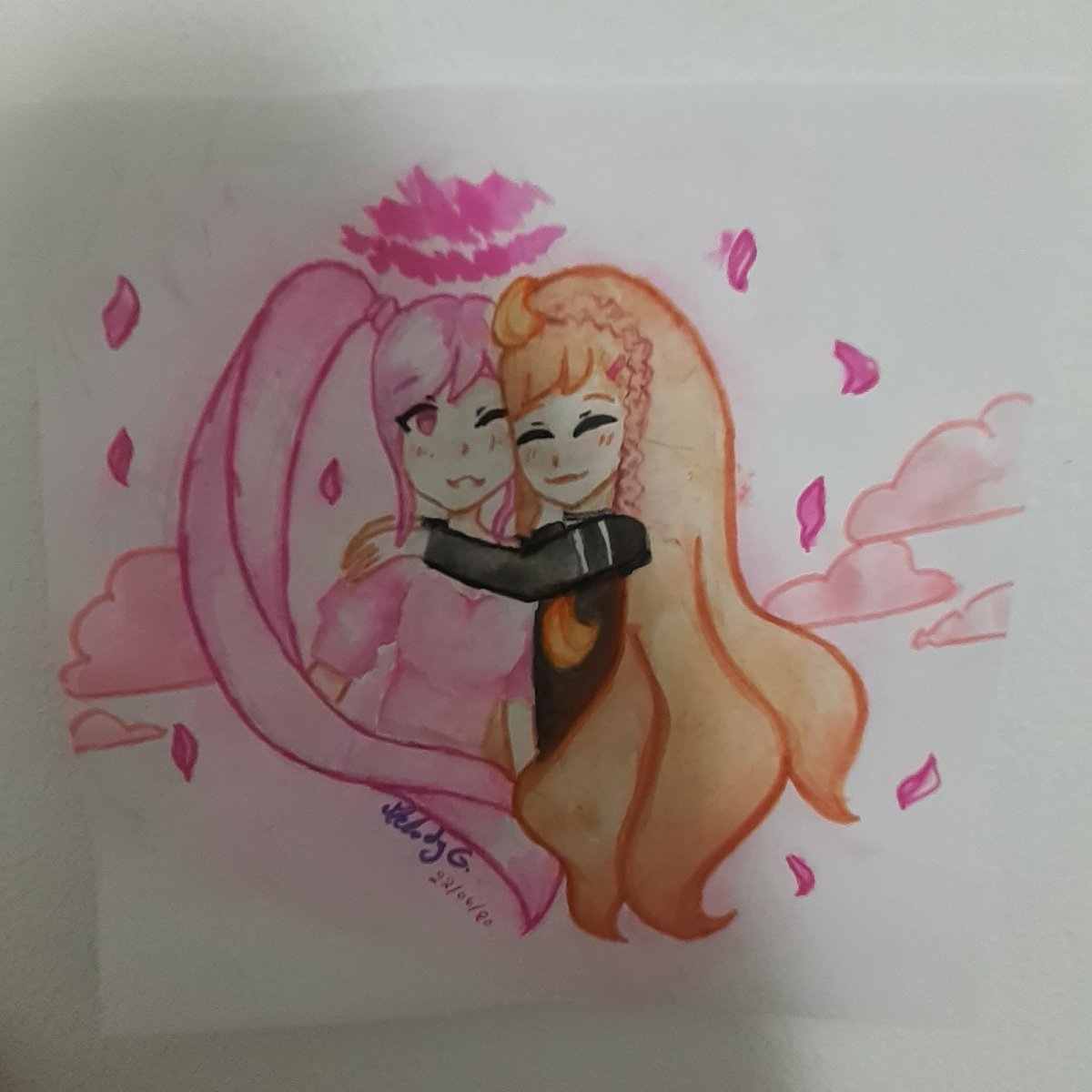 Sol_Artsy's tweet photo. Gift for @PinkStarlyn_ 💗

I wanted to thank starlyn for being such a sweet friend for so long so i did a watercolour drawing <3

i had sm fun drawing this for us while we were talking, enjoy!!!
---
#MelodyGlitterArt https://t.co/cyZoP8QlYK