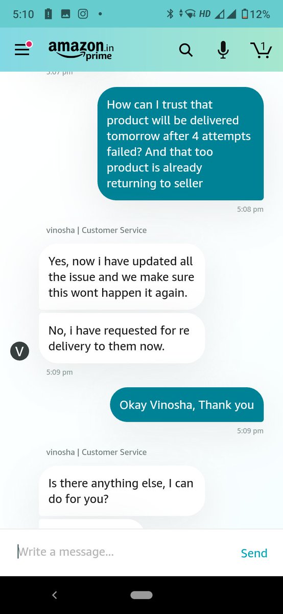 prashant_reddi's tweet photo. @AmazonHelp See what reply got from CC. She assured that product will deliver today. But product already reached to seller. Now the price is also increased. I want the product with same cost. https://t.co/BnBMKtwIih