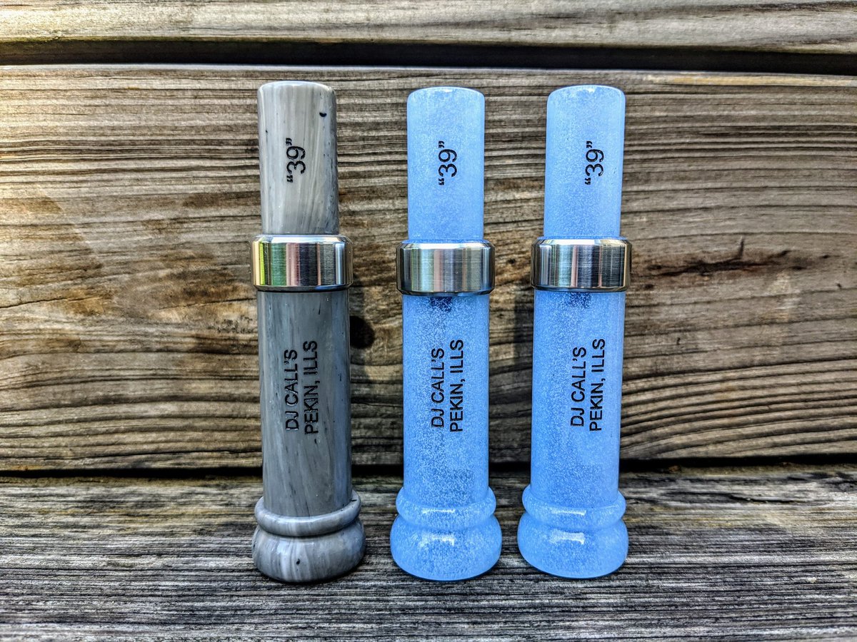 DJCallsCo's tweet photo. A few of our "39"'s in grey swirl and a new velvet blue. Really do love this single reed cutdown style duck call.
#djcalls #duckcalls #duckhunting #hunting #cutdowns https://t.co/zYUiCawPrO