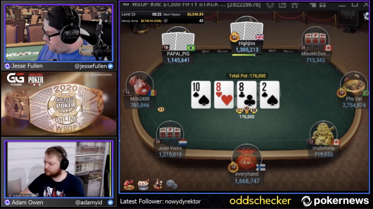 PokerNews's tweet photo. Come rail Event #36 $1,500 FIFTY STACK NLH with us! @adamyid and @jessefullen are in the booth. We are awarding a package from @RaiserClothing and @DBPoker1 tonight...plus a $400 Colossus seat from @GGPokerOfficial! Come see if you can take home a prize!

https://t.co/lALz4da8z8 https://t.co/L0BesoiJty