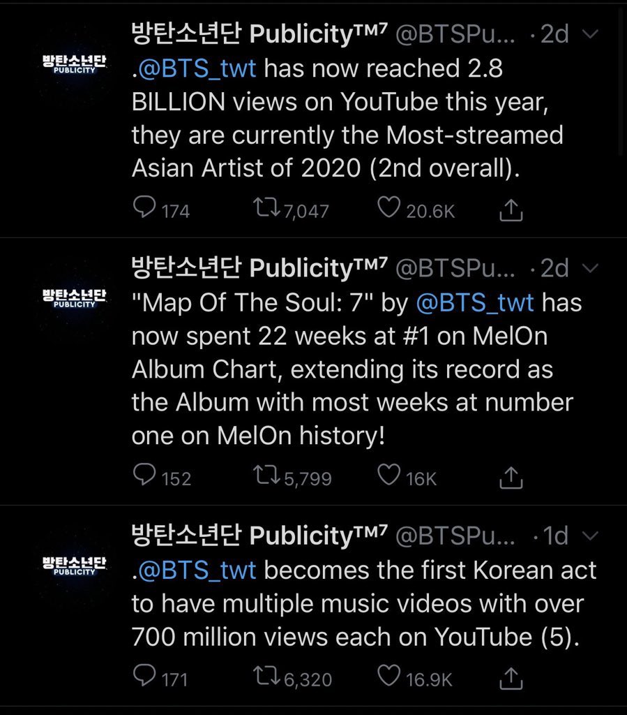 Qg_Barmys's tweet photo. 🔮 Em 1 semana o BTS 🎊🔥👑: 

✨Se tornou o 1º artista da história a ter 2 músicas em #1 em 100 países
✨Tem o álbum mais vendido do mundo em 2020
✨Your Eyes Tell estreou em #1 no World Digital Song Chart
✨Conquista 2.8 bilhões de views no YT [+]

BANGTAN KINGS 🔥 @BTS_twt 🔮 https://t.co/gYVnQTFM50