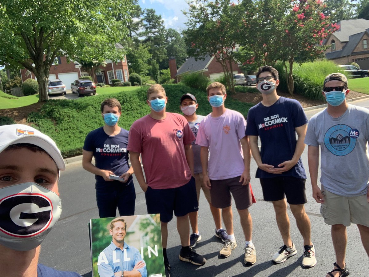 Proud of #TeamMcCormick and our wonderful volunteers. It is the height of the Georgia summer heat and masks make it even worse, but we are committed to safety while educating voters. #COVIDCampaigning #GAPol #ga07