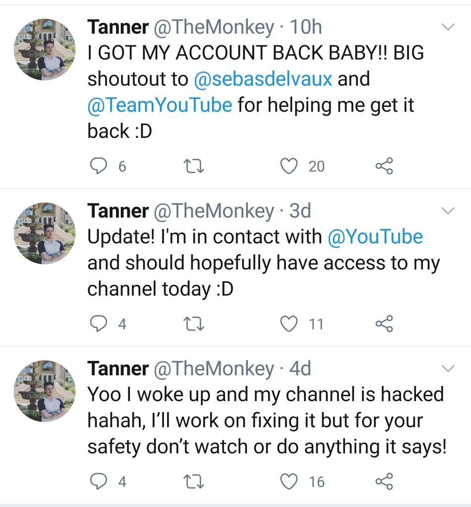 DigitalMilli's tweet photo. @TheMonkey @sebasdelvaux @TeamYouTube How come it took 4 days to get his account back, and it's nearly been 3 months for me? 😞 @TeamYouTube https://t.co/lpjI9d0mfc