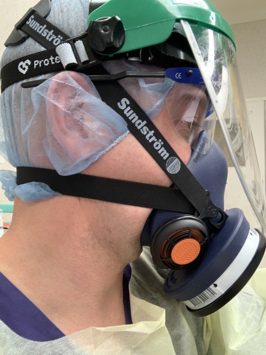 The two main brands available in Australia are Sundstrom & 3M. Sundstrom make a half face (SR100) respirator that has one inspiratory filter directly in front, and one expiratory valve either side. The filter does protrude forward and makes *certain* face shields less effective.