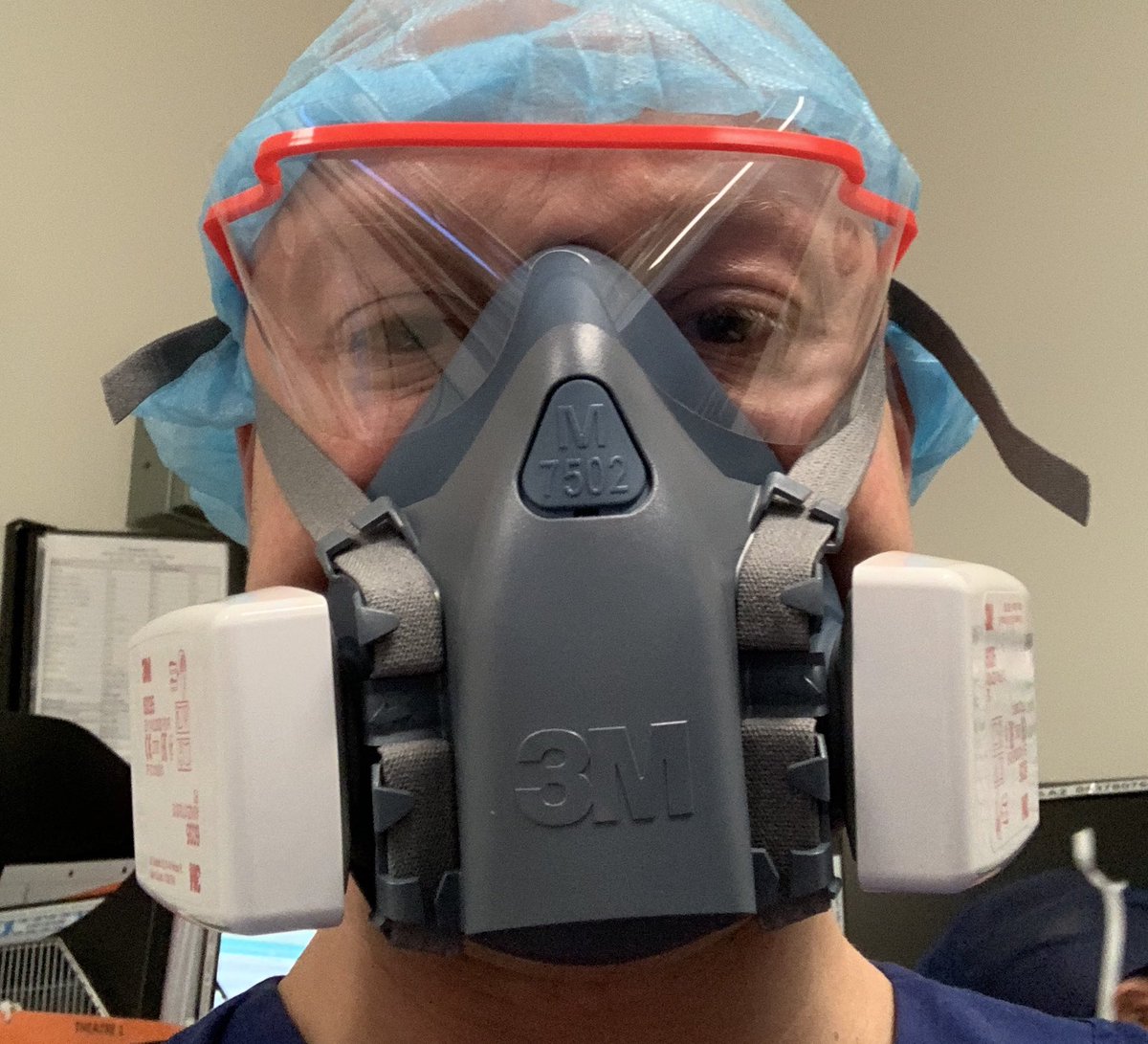 The 3M half face respirators (7500) have two filters, one positioned either side of the expiratory valve in front. Expiratory breath is channeled downwards.The shorter forward profile means these work better with most face shields.