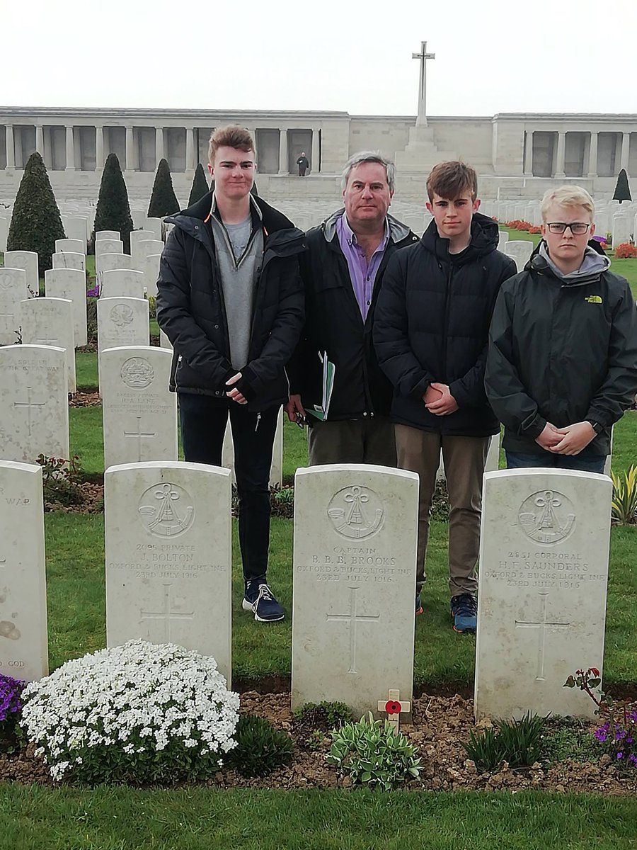 Basil was buried in Pozières Military Cemetery, near where he fell. After the war, the family visited the grave of B4 as he was known to them thanks to his initials. Basil’s father was responsible for the war memorial in Summertown. 5/6