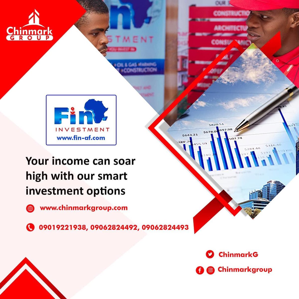 ChinmarkG's tweet photo. #FinAfrica affords you reliable Investment options, when you choose wisely. 

Let's guarantee more earnings for you today!

Call/WhatsApp

09019221938
09062824492
09062824493

https://t.co/VFpU53z6xP https://t.co/LAHOdoMVoH