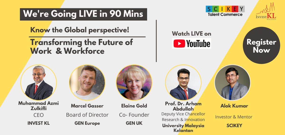 scikeyglobal's tweet photo. We’re going LIVE in 90 Mins. Register or watch us LIVE on YouTube. We will be sharing the YouTube link once we go LIVE at 4.00 PM(MYT) &amp; 1.30 PM(IST)
Register now! https://t.co/ho1HkPeXZK
#Webinar #WFH #RemoteWorking #WorkCulture #WorkFromHome #HR #HRCommunity  #CEO #FutureofWork https://t.co/mgWsc6RaYB