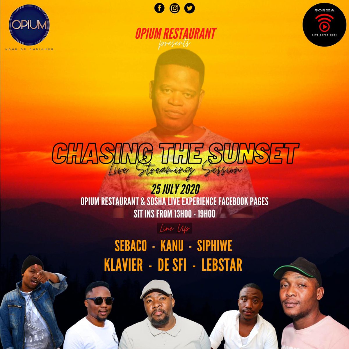de_sfi's tweet photo. namajita

Chasing the sunset at opium restaurant block Aa tune to Sosha live experience Facebook 25 July 2020 sit-in from 13:00-19:00 catch De Sfi live......

Iyozi phele ilockdown 🍾🍾🎧🎧👞🚘👟💃💃💃 https://t.co/gAx9kfIXEQ