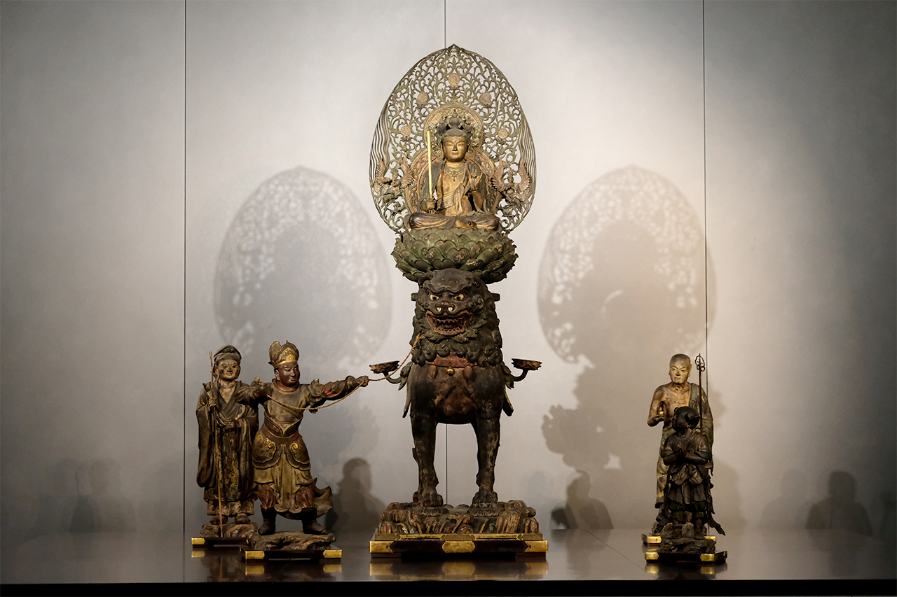 真贋保証 写し 江戸時代 法橋徳應 木村徳応 梵字 文殊菩薩 獅子 仏画 