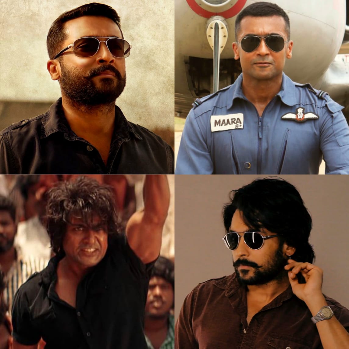 Thyview's tweet photo. 4 Different Looks In 1 Movie !!

Transformation At Its Best 🔥🔥
Man of Many Faces @Suriya_offl 

#HappyBirthdaySuriya
#SooraraiPottru #Suriya https://t.co/GV8cexC6Q3