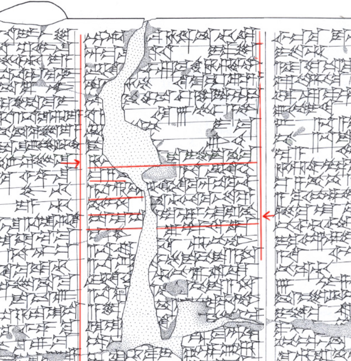 I have taken the liberty of marking off precisely where on this tablet we will be reading, and then given you George's hand drawn copy of the same tablet (the drawn copy allows us to be more precise and efficient with our translations!)