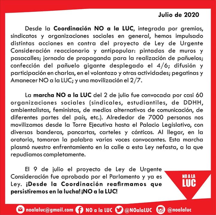 Comunicado #NoaLaLUC 🔻