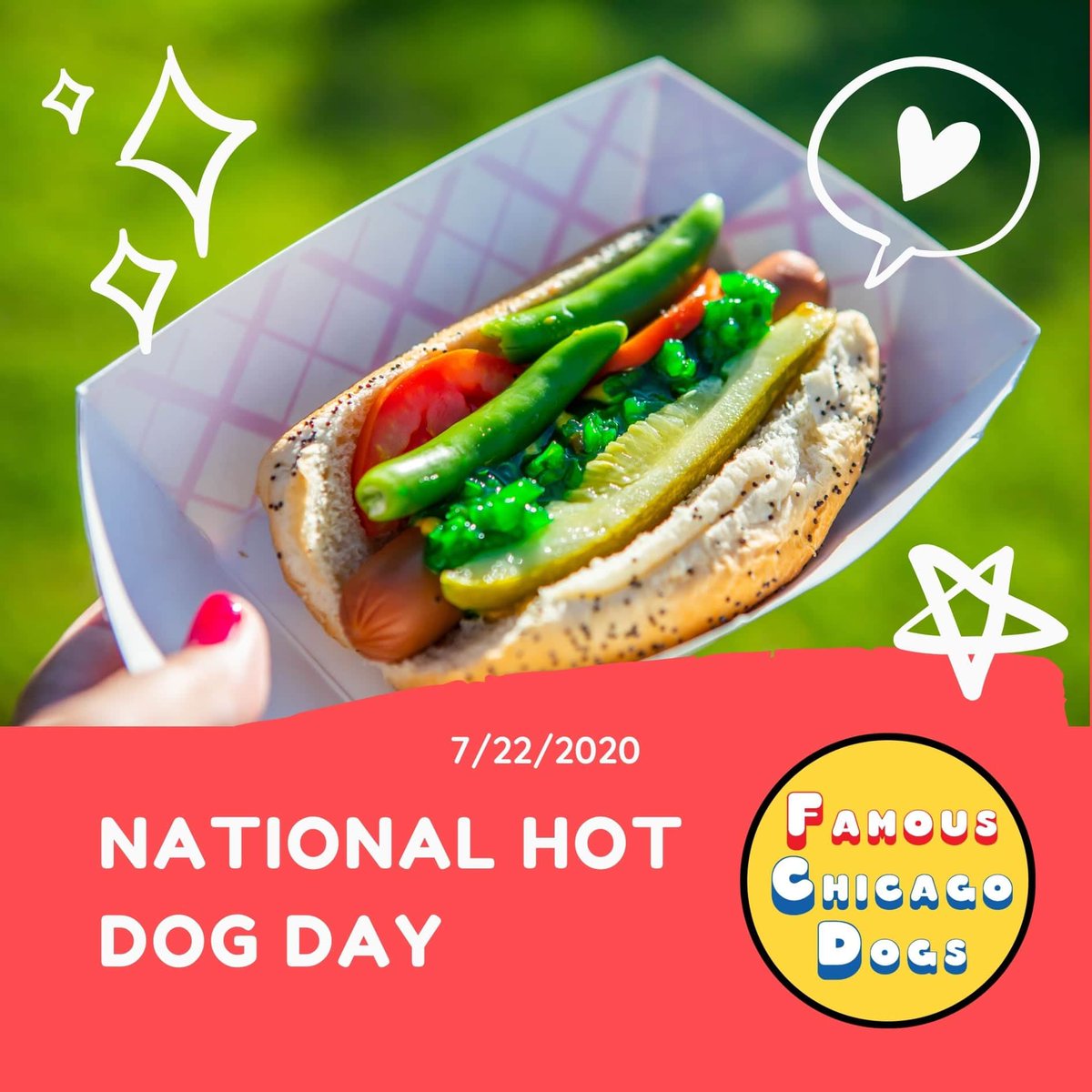 eatchicagodogs's tweet photo. No matter how you like your hot dog prepared, grilled or boiled, with mustard or ketchup, topped with chili or Chicago-style... it's Fun on a Bun!! #NationalHotDogDay #hotdog https://t.co/m7HiUFib6b