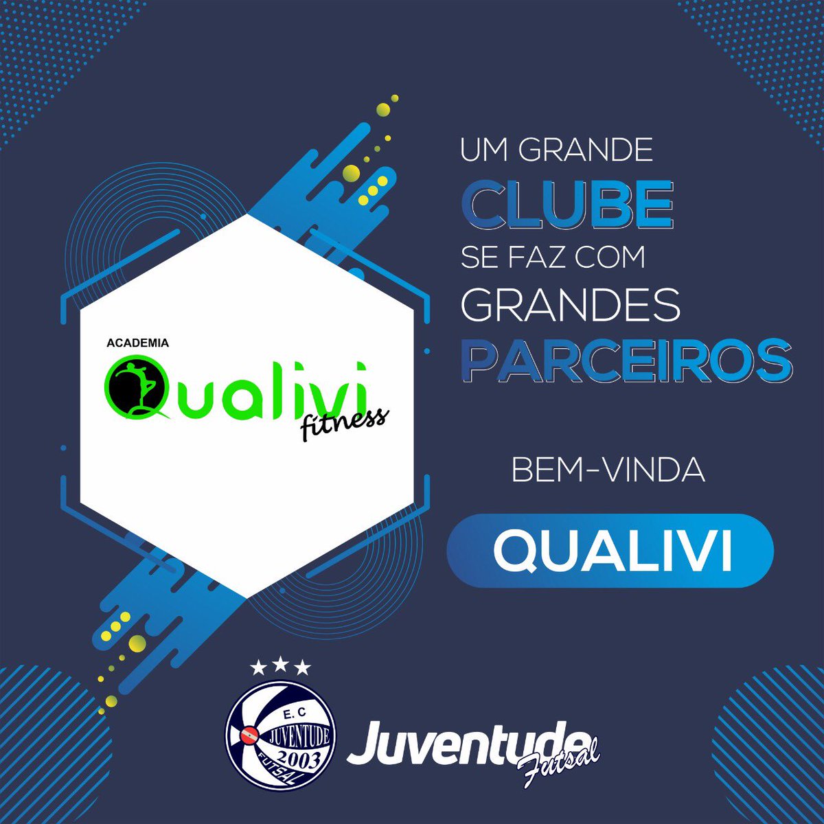 juvefutsal_pa's tweet photo. Mais uma parceria firmada em 2020. Obrigado Academia Qualivi pela confiança e por acreditar em nosso projeto.
#AcademiaQualivi
#ECJF https://t.co/f87VbzZA50