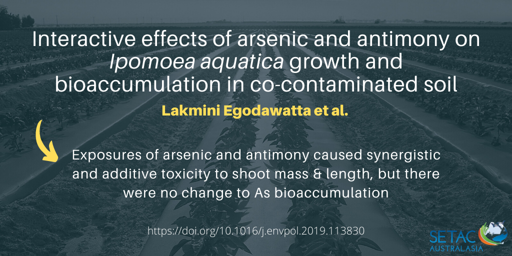 SETAC_AU's tweet photo. Check out this new research from @uowresearch PhD candidate @PramodyaLakmini on arsenic and antimony co-contamination in agricultural settings. 

Mixtures of contaminants are not always a case of 1 + 1 = 2 
📃 https://t.co/QZ8ulWunn4

#phdchat #ecotox #pollution https://t.co/JGY3QNDjZx