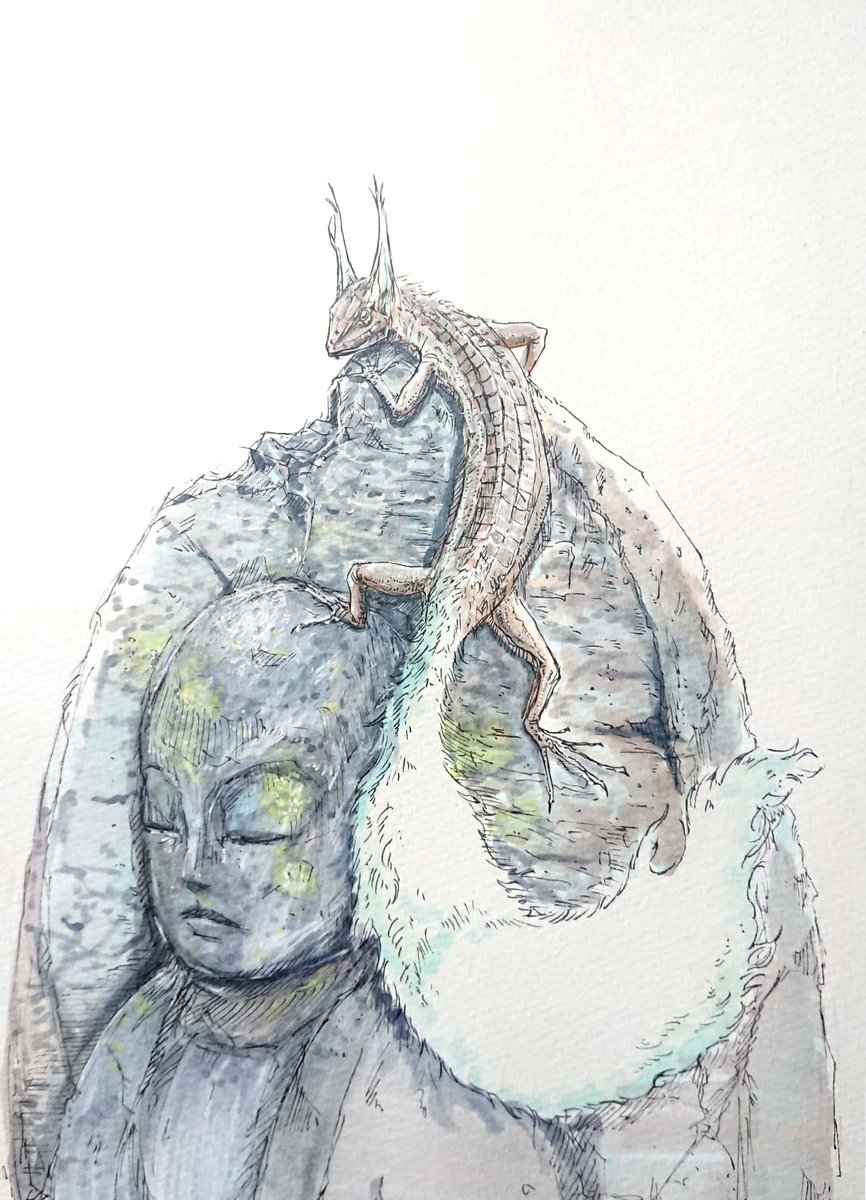 サラッとおえかきチャンネル 小さな神さまイラスト Youtubeにメイキング動画アップしました ぜひご覧下さい アナログイラスト イラストメイキング 幻想的イラスト