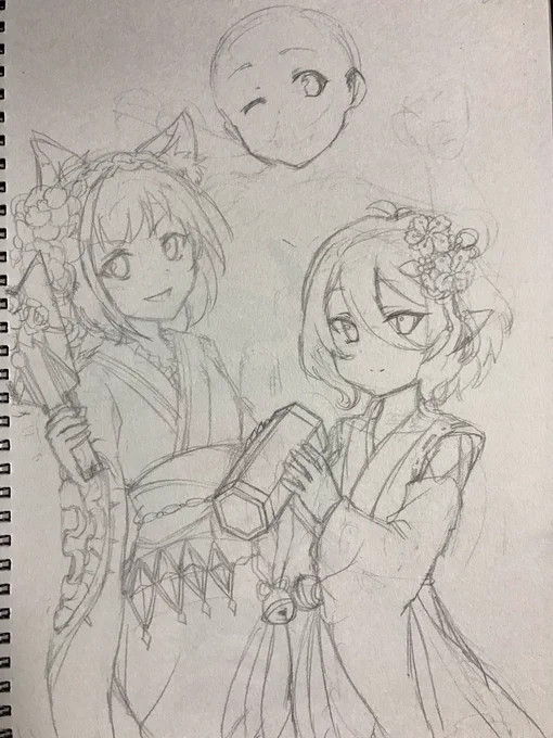 スケブするかぁ…って開いたらめちゃくちゃ描きかけの美食殿発見した いつのや… 