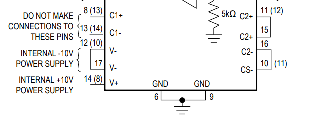 here's how it lines up with the pinout. (i've flipped the lead frame pic). the datasheet wants you to connect some pins together because this wires up some of the capacitors!