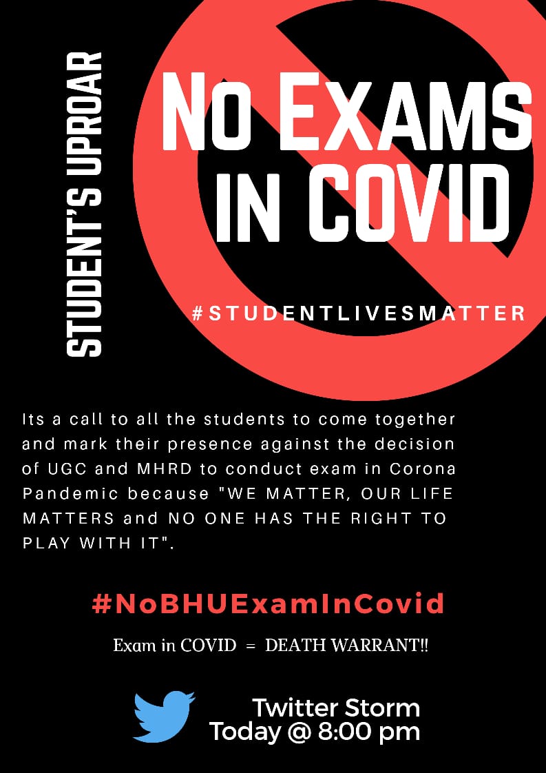 raiashutosh22's tweet photo. जीवन ज्यादा ज़रूरी है Result से,ये कब समझेंगे आपलोग। 
Join us @8:30pm today
#NoBHUExamInCovid 
#StudentsLivesMatter https://t.co/ORkZzjpGU6