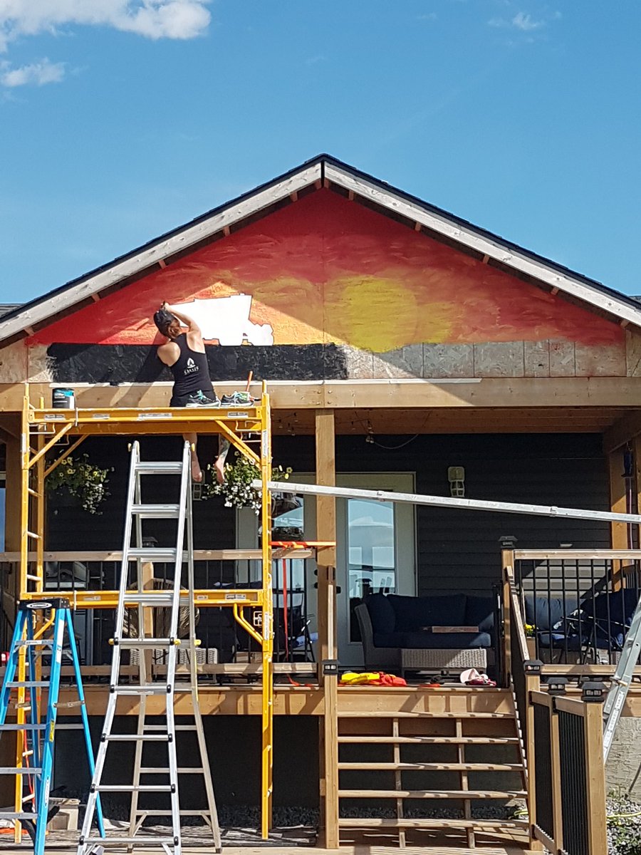 sin_gene's tweet photo. The wife got tired of waiting for me to finish the siding on the back deck. (2 year project). Lol.  So she finished it herself.  I helped with the "scary" parts. https://t.co/WP41rnkSHC