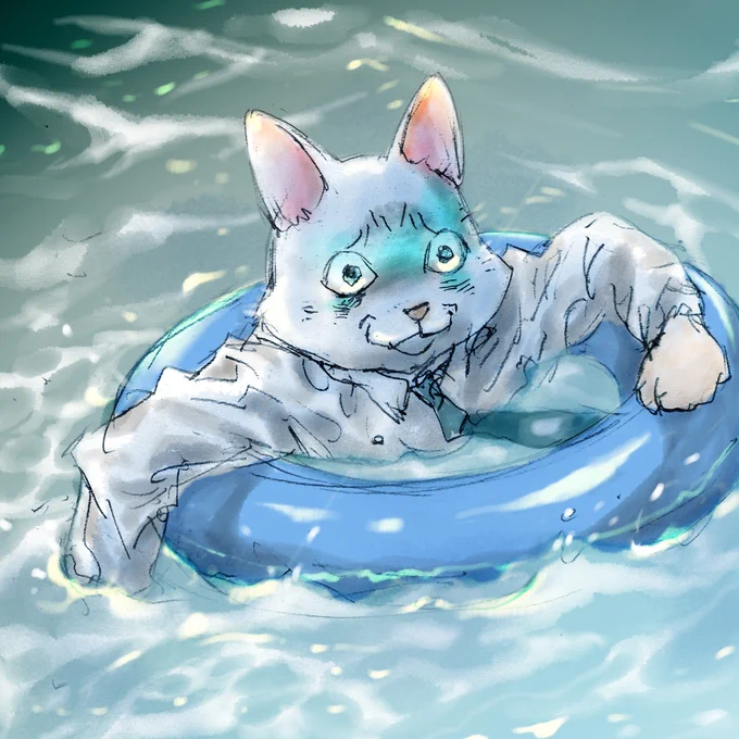 ばらんばらんなメンバーを集めました
(海の人、猫丸、海の精、ビエ) 
#海の日 