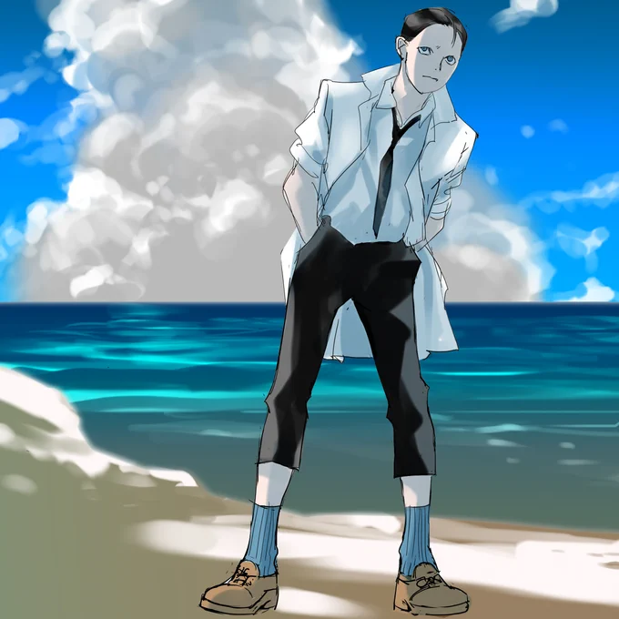 ばらんばらんなメンバーを集めました
(海の人、猫丸、海の精、ビエ) 
#海の日 