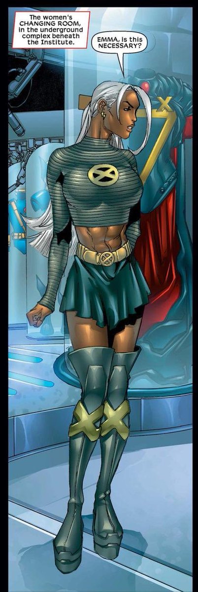 “Emma Frost stole my body” Storm. “Emma frost dressed me and I hate it but I look amazing” Storm....