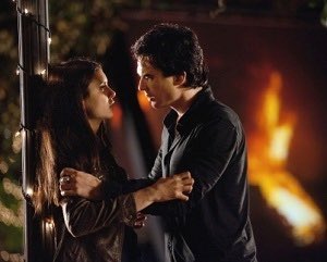 damon and elena . anyways. . she only wanted damon when it benefited her and refused to accept all parts of him. she flip flopped too much and damon really didn’t love her. he still loved katherine and that why he thought he loved elena. plus he always look like he pushing forty