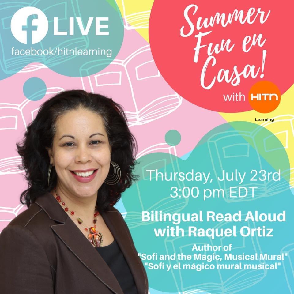 Ready for the interactive reading of ""Sofi and the Magic, Musical Mural""? Don't miss this fun live event on our Facebook page where award-winning author Raquel Ortiz will read her story and also share with us her tips for keeping children interested in reading.