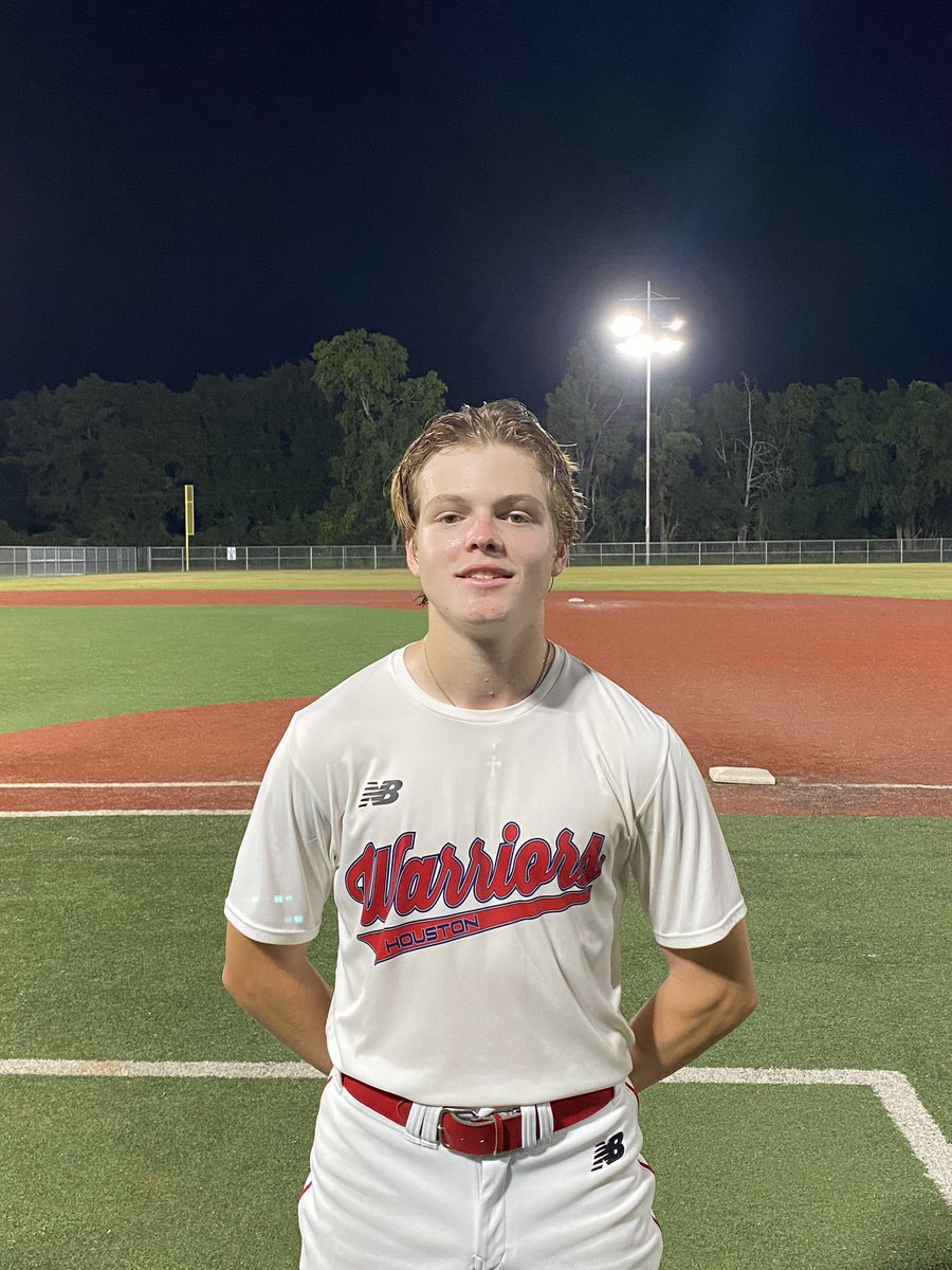 <a href="/FiveToolTexas/">✭Five Tool Texas✭</a> F: <a href="/warriorsbb/">Houston Warriors Baseball Academy</a> 17U Garcia 2, NLP Collegiate Prep Academy 1
PoG: Caleb Fields 5.2 IP, 9K, 5H, R, BB
Pitcher: Cole Lingerfelt 4IP, 10K, 2H, 2R, 2 BB
Hitter: <a href="/CorbinKinder/">Corbin Kinder</a> 2-3, 2B, 2R