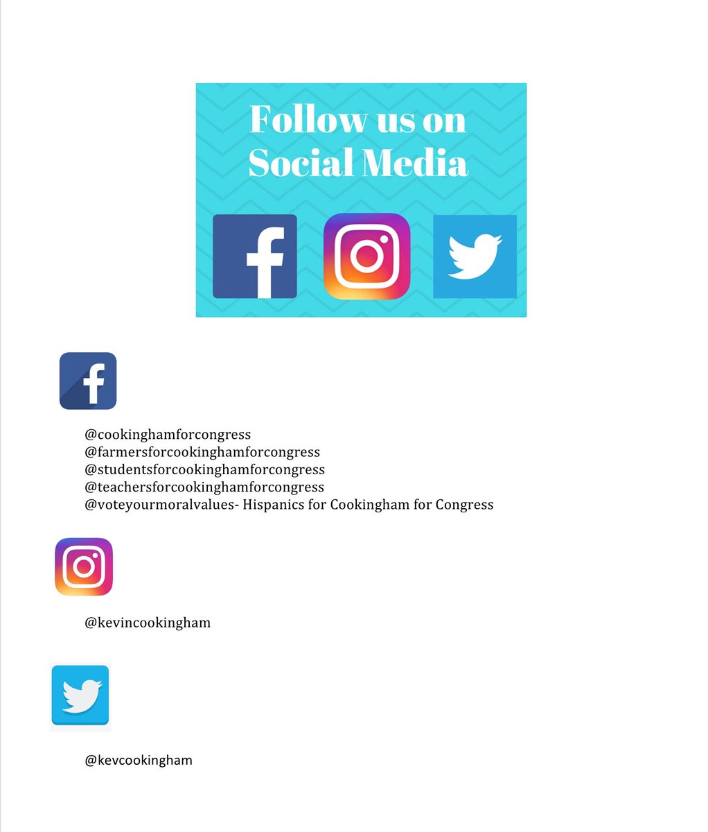 KevCookingham's tweet photo. Follow us on all our social media pages! #cookinghamforcongress https://t.co/GHsBrI82yc