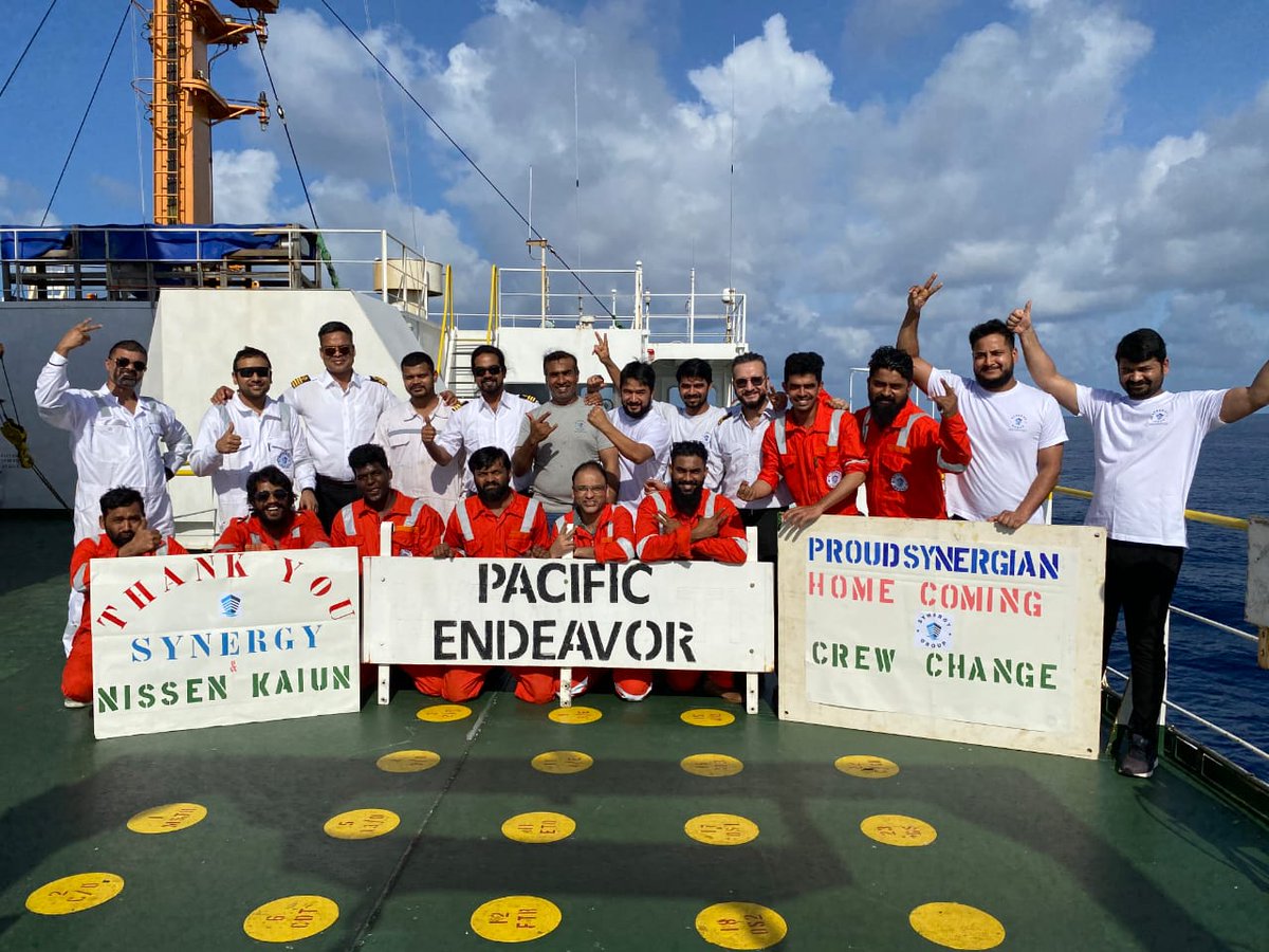 CaptAmitJoshi1's tweet photo. Yet again a priceless smile! There is no better feeling then going home to be with families.    #crewchange @NewMngPort. #Welcomeback 👍 https://t.co/TzO7BKa8bK