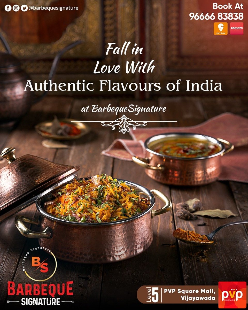 BarbequeSignat1's tweet photo. Fall in Love With Authentic Flavours Of India at Barbeque Signature
π Book At: 96666 83838
#AuthenticFlavours #Flavours #love
#barbequesignature #bbq #pvpsquaremall #vijayawada #Bookfood #booknow #safetycabins #safetyfirst #PVPSquareMall #PVP https://t.co/D330KmpZjs