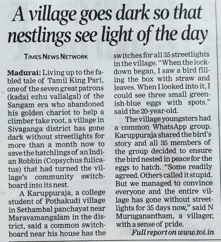 What a story. A ray of hope in the darkness. Literally. <a href="/theabhayk/">Abhay K.</a> <a href="/goldsant/">#Luv4Wilds</a> <a href="/ParveenKaswan/">Parveen Kaswan, IFS</a> <a href="/deespeak/">Dia Mirza</a> <a href="/wti_org_india/">Wildlife Trust of India</a> @AzzedineTDownes #IncredibleIndia